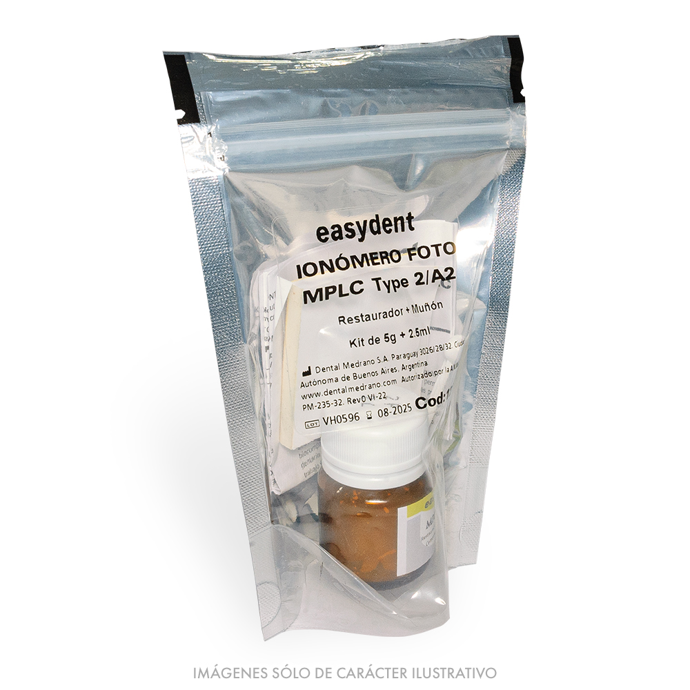 Ionómero Vítreo para Restauración + Muñón Foto MPLC 2 A2 Easydent Kit 5G+2.5ml