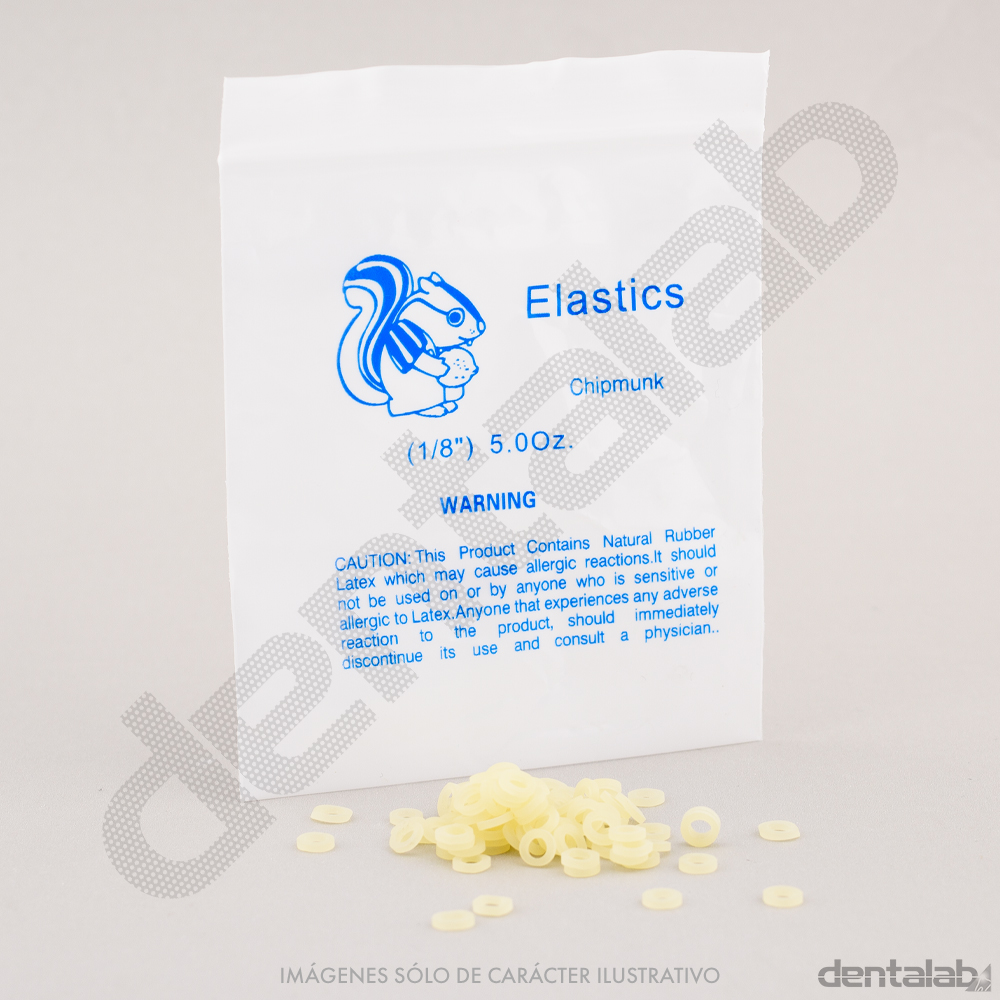 Gomas Intraorales para Ligaduras Medium 1/8"-3.2mm Chipmunk-Ardilla Azul Easydent x 100 und.