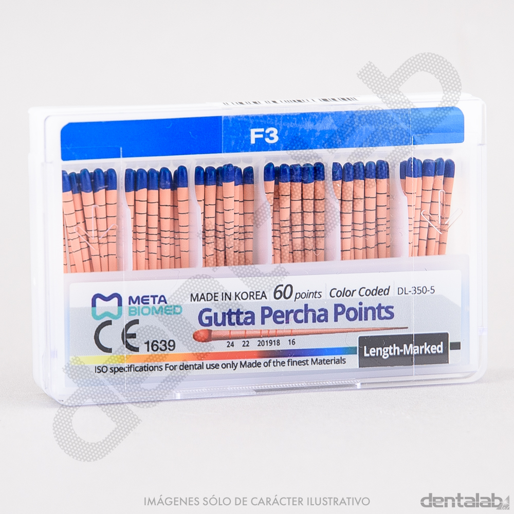 Conos de Gutta Milimetrados para Protaper F3 META BIOMED x 60 und.