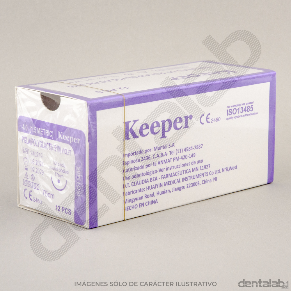 Aguja Sutura PGLA Punta Redonda Keeper 4/0 x 12 und.