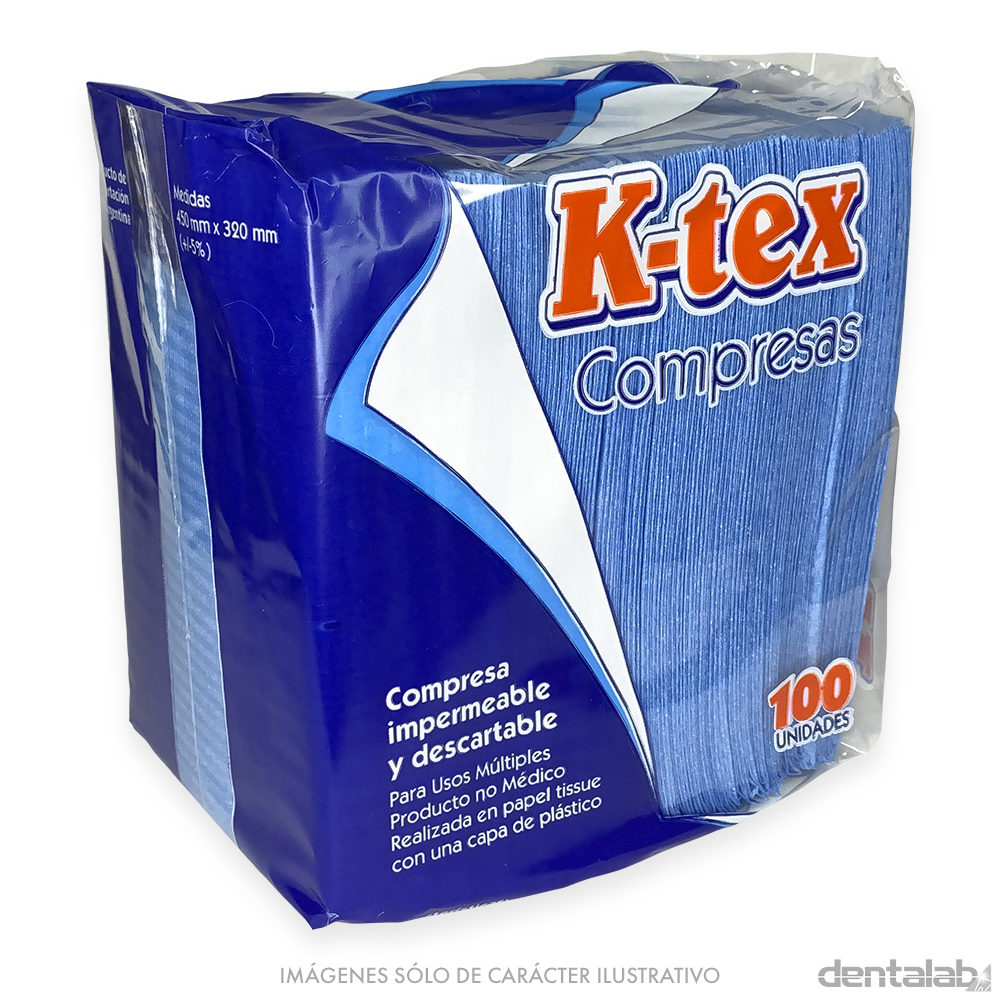 Compresas K-tex Celeste x 100 und.