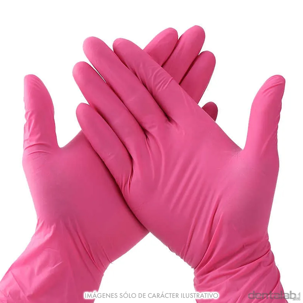 Guantes de Nitrilo ROSA Medium x 100 und.