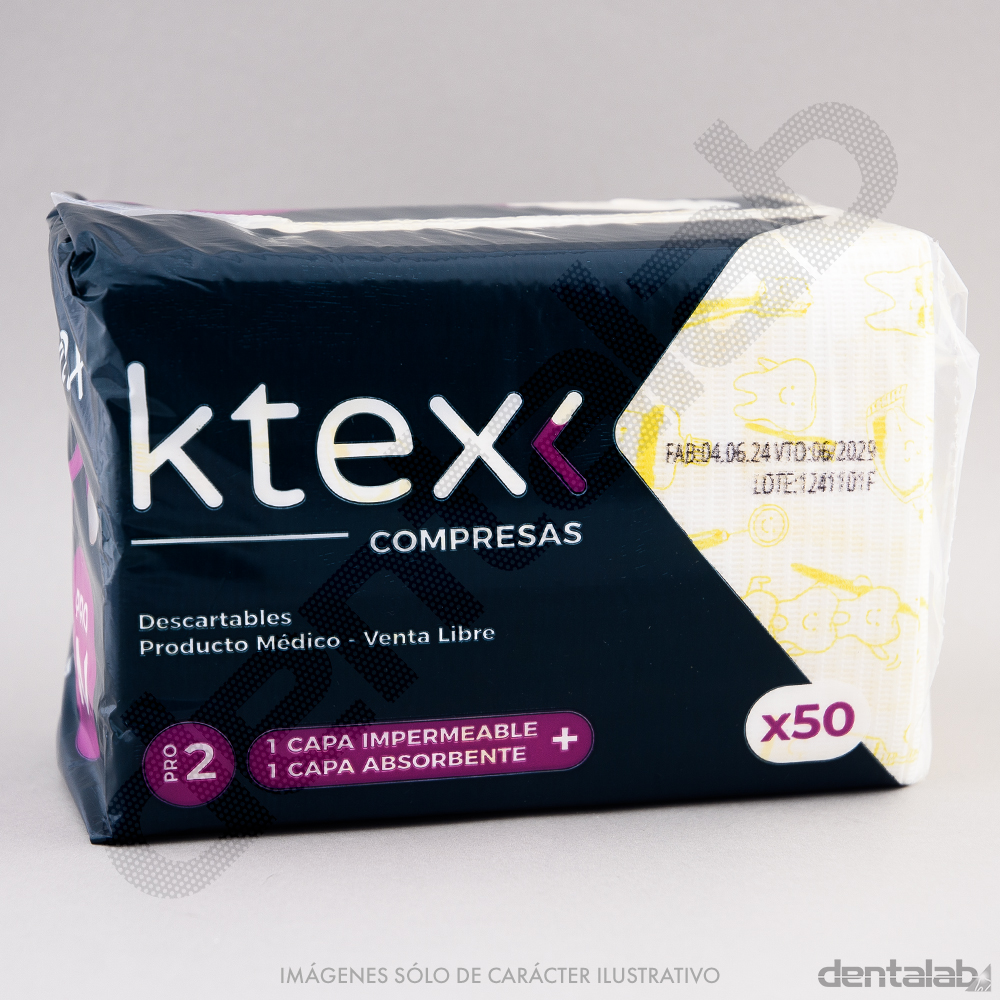 Compresas Pro2 K-tex Odonto Amarillas x 50 und.