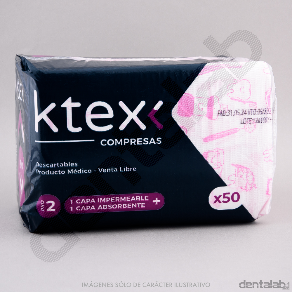 Compresas Pro2 K-tex Odonto Rosa x 50 und.