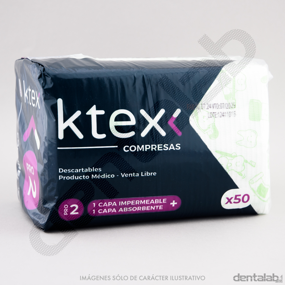 Compresas Pro2 K-tex Odonto Verdes x 50 und.